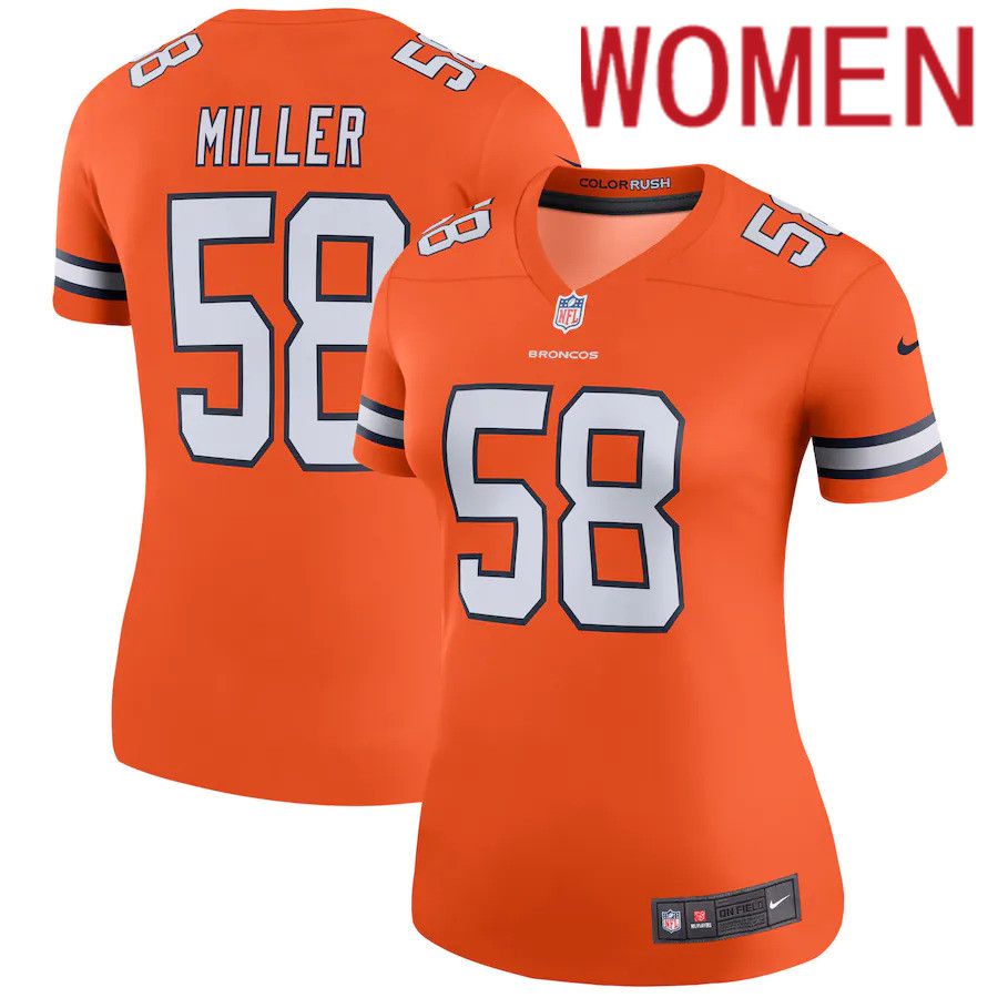 Women Denver Broncos #58 Von Miller Nike Orange Color Rush Legend NFL Jersey